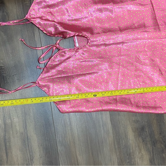 Pink And Green Polka Dots Sleeveless Slip Dress - Picture 4 of 4